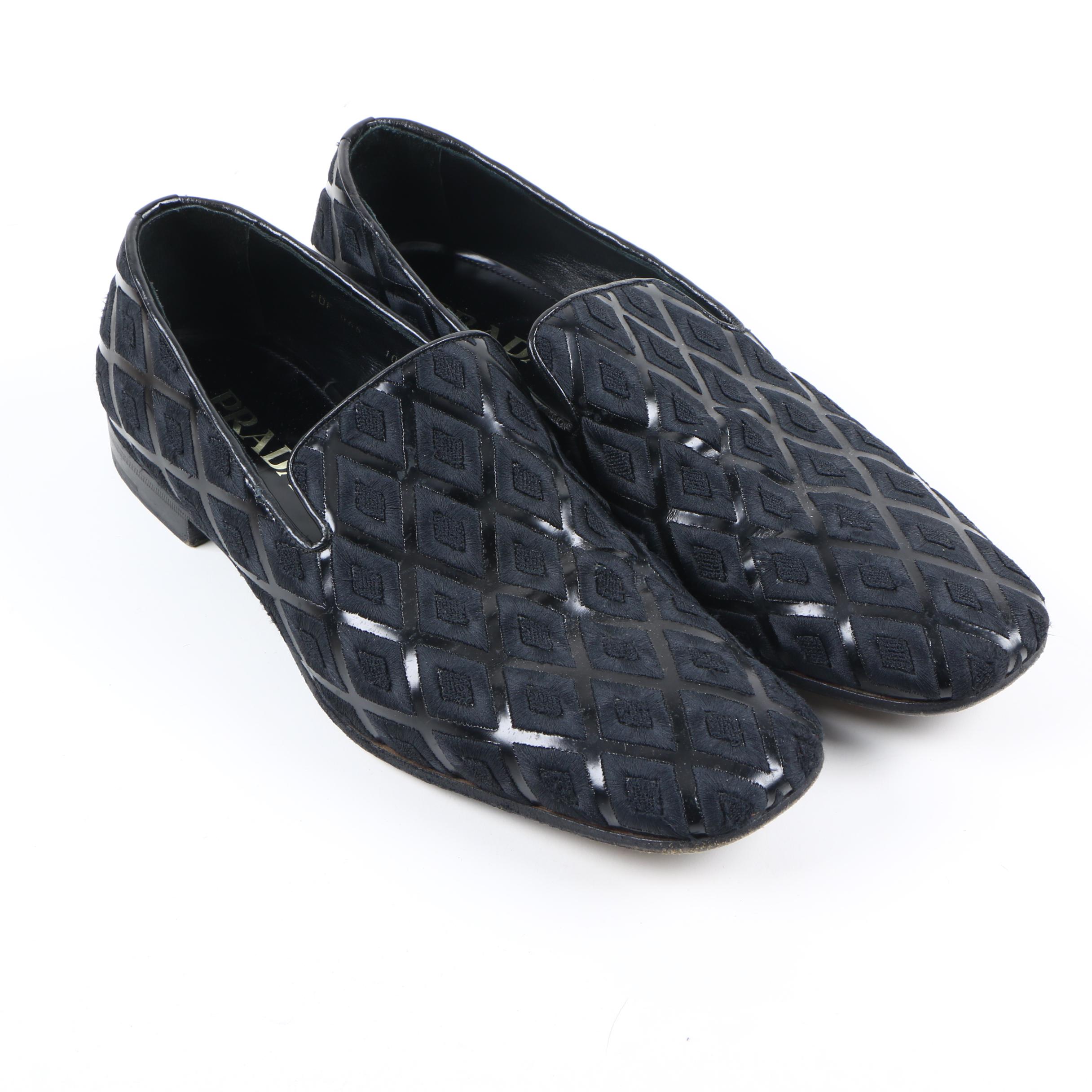 Men's Prada Embroidered Prince Albert Slippers
