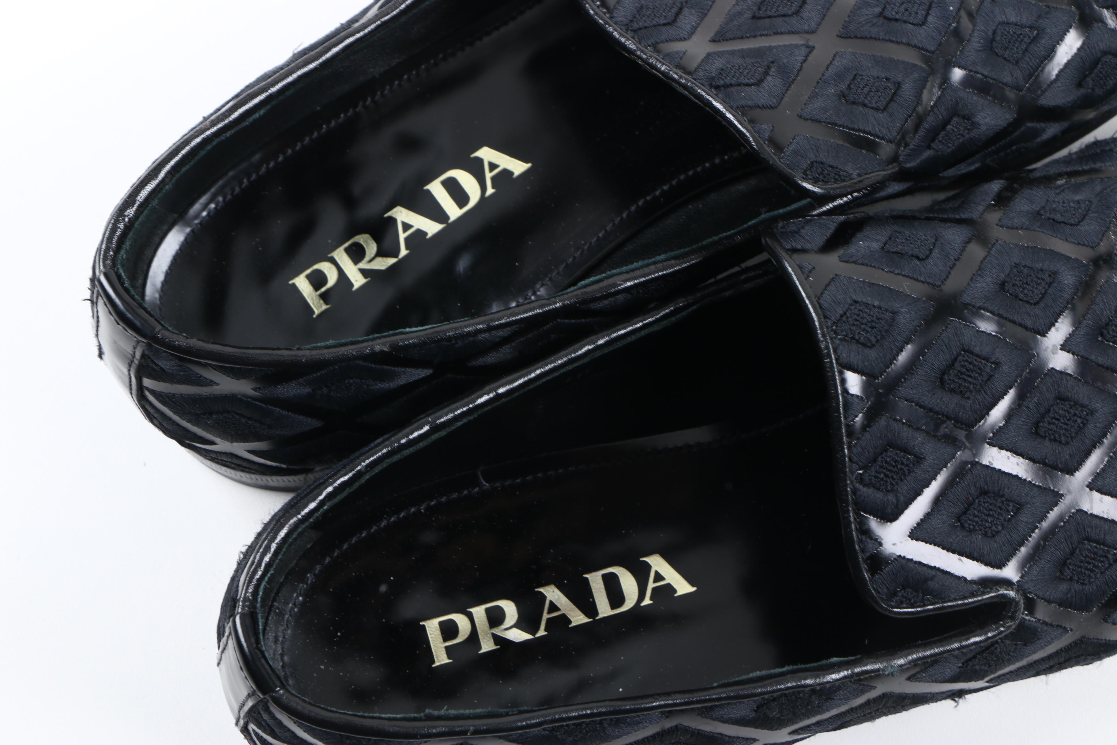 Men's Prada Embroidered Prince Albert Slippers