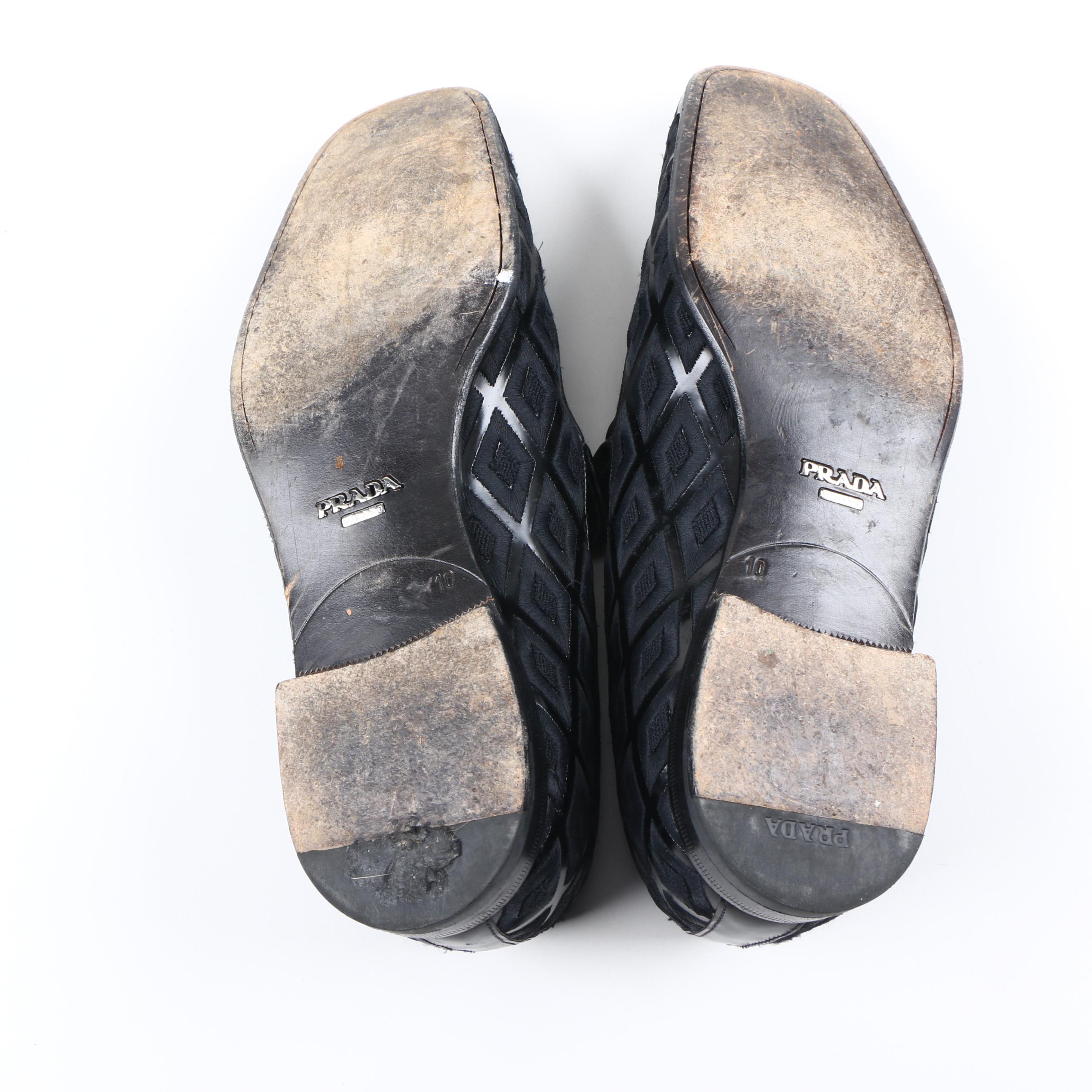 Men's Prada Embroidered Prince Albert Slippers