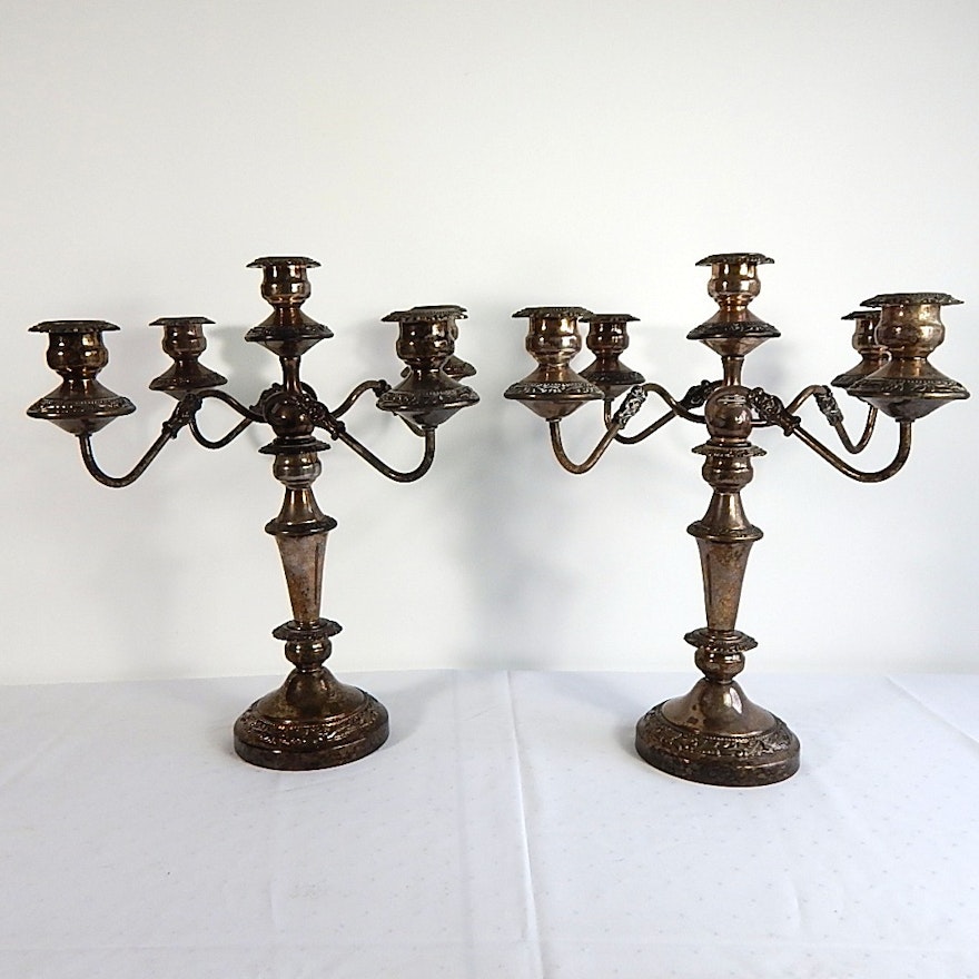 Two Silver Plated Candelabras