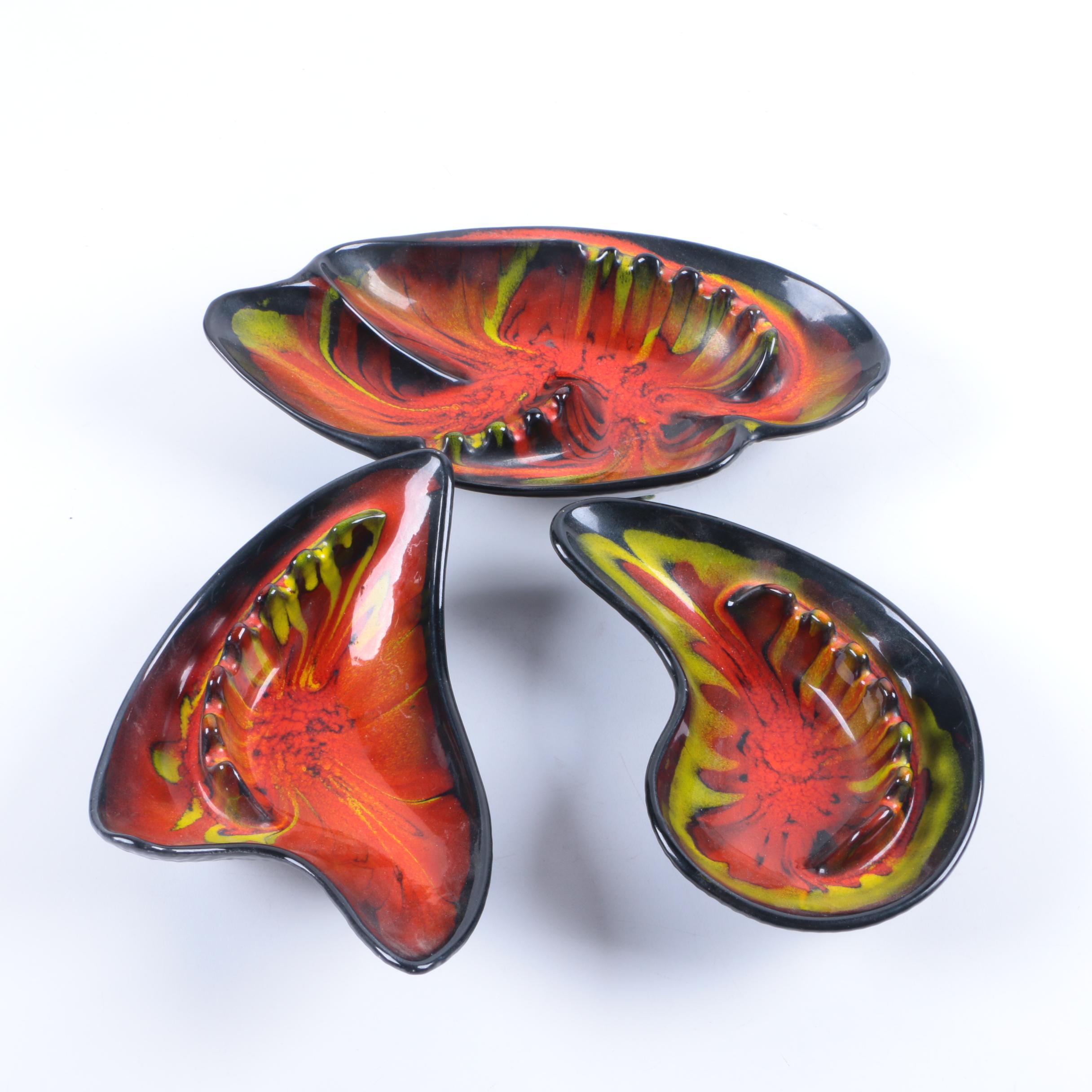 Mid Century Modern Boomerang Ceramic Ash Receiver Set