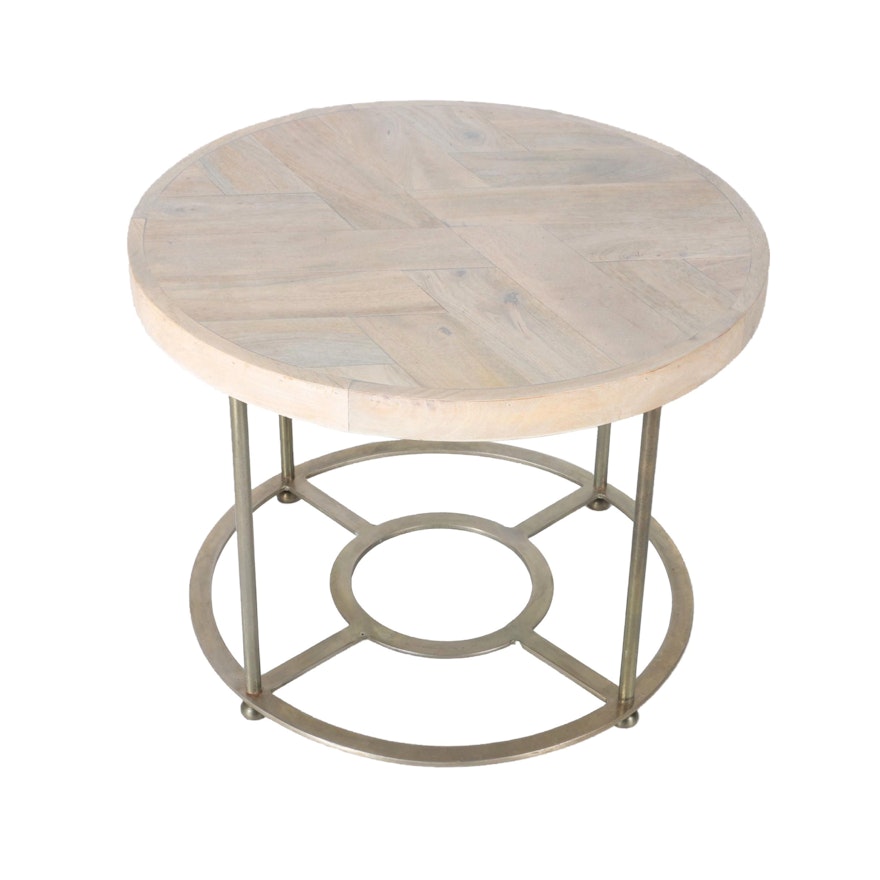 Laminated Wood And Metal Side Table
