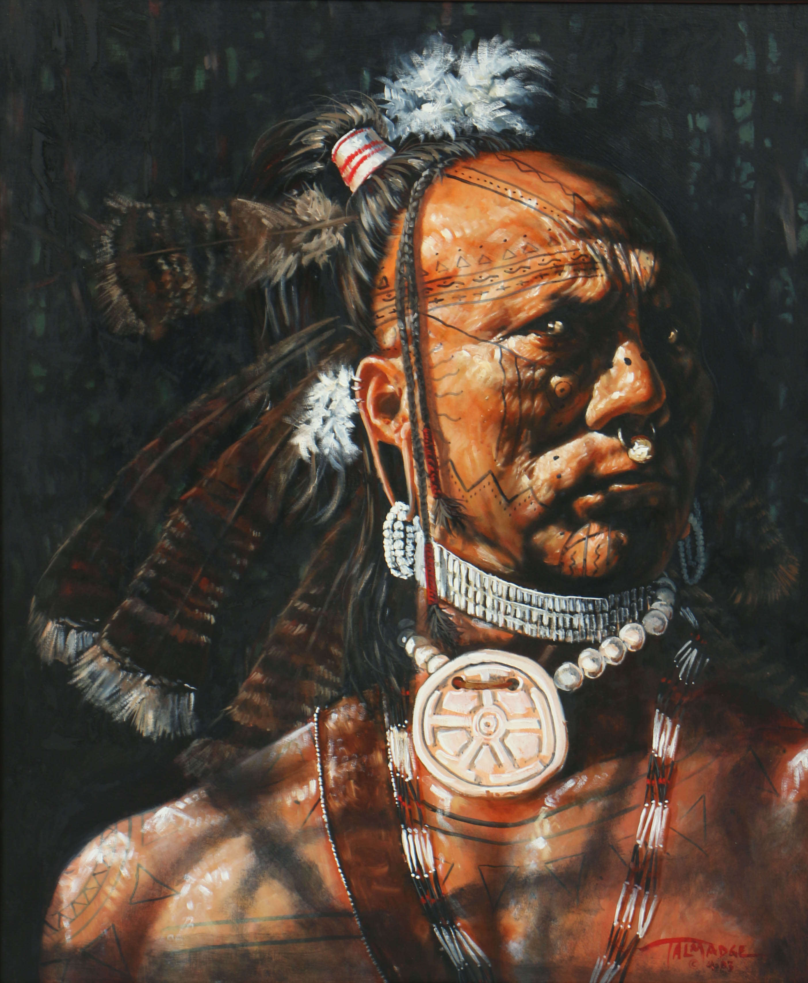 Talmadge Davis Oil Portrait on Board "Kituwa Man"