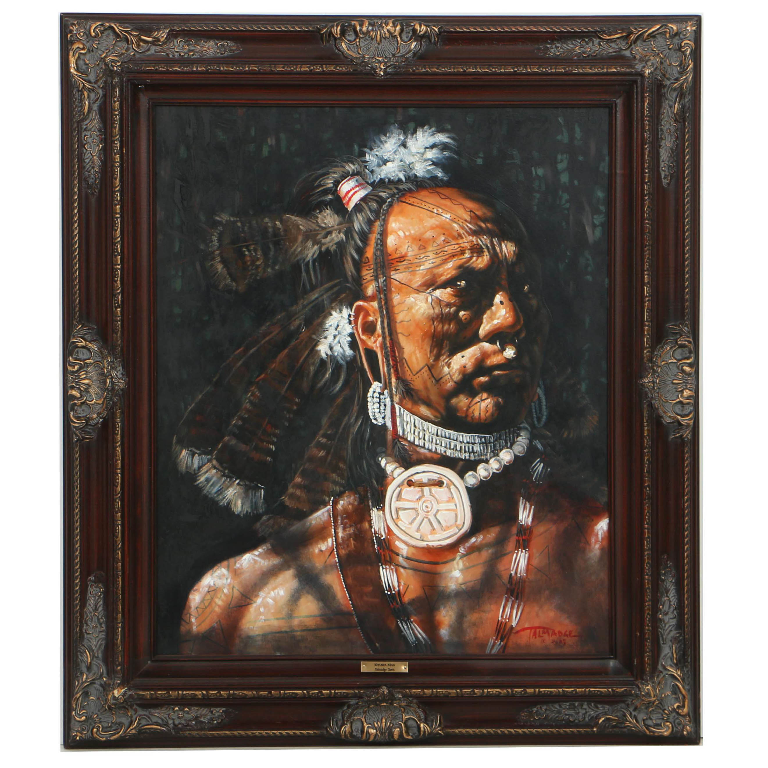 Talmadge Davis Oil Portrait on Board "Kituwa Man"