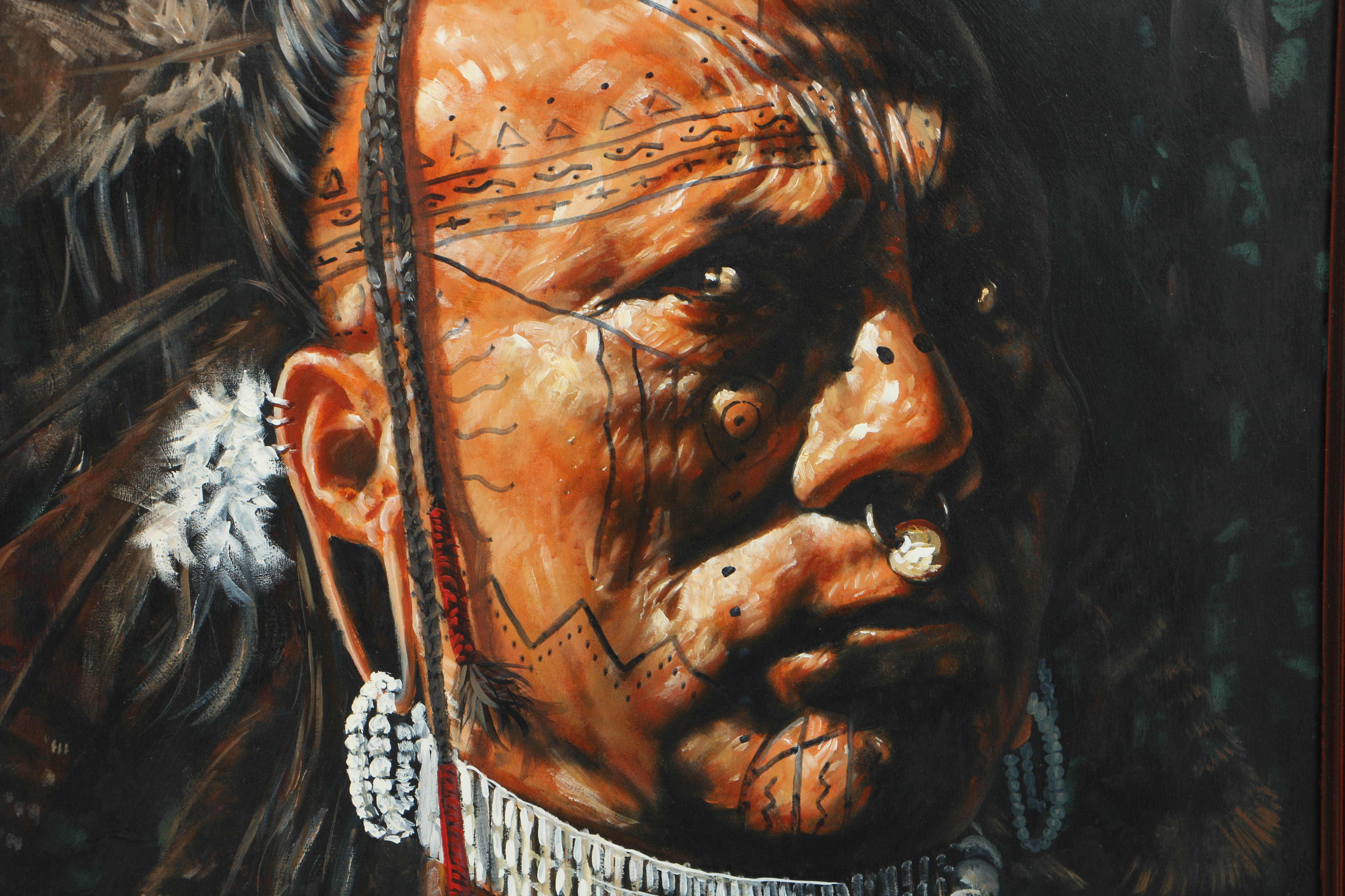 Talmadge Davis Oil Portrait on Board "Kituwa Man"