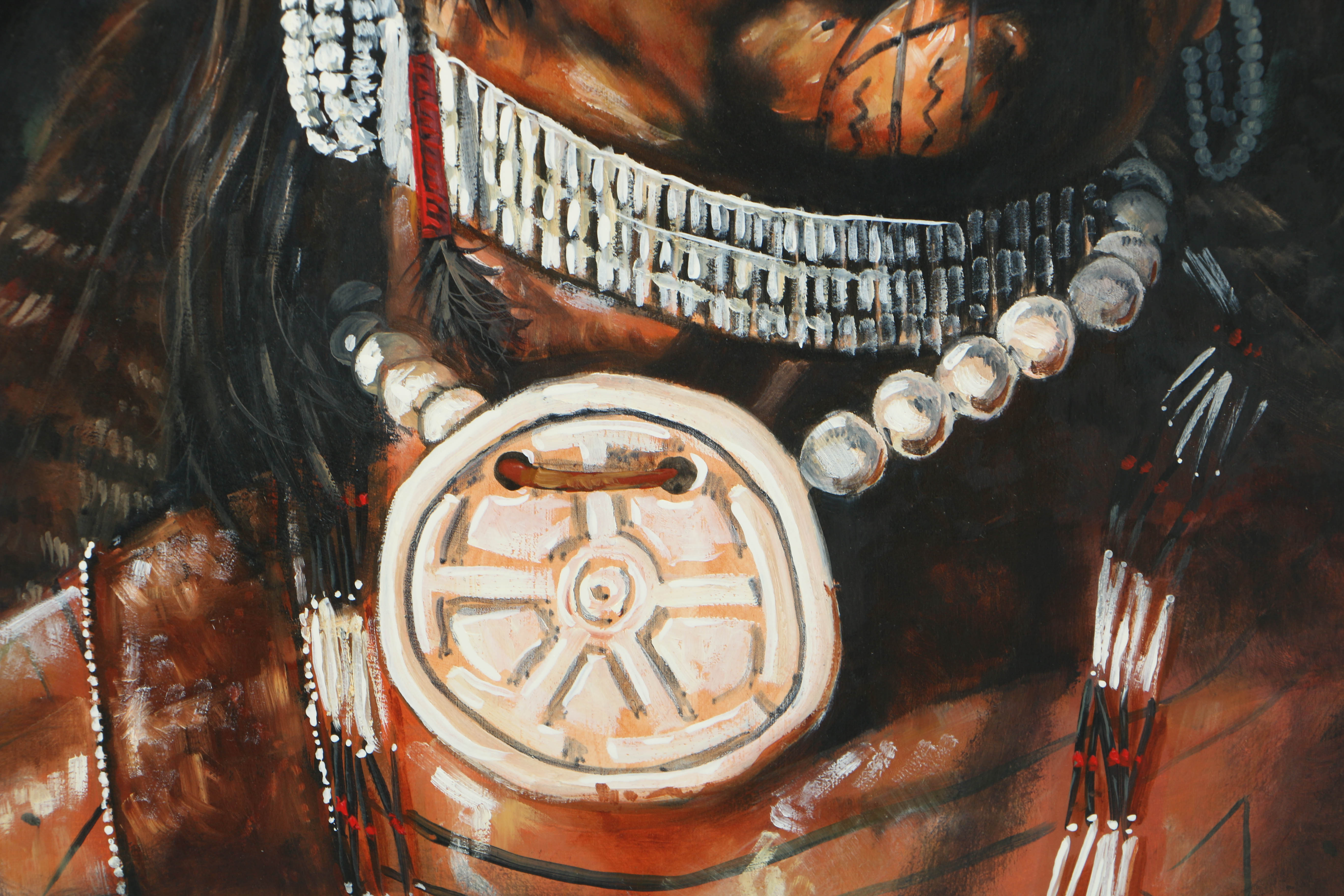 Talmadge Davis Oil Portrait on Board "Kituwa Man"