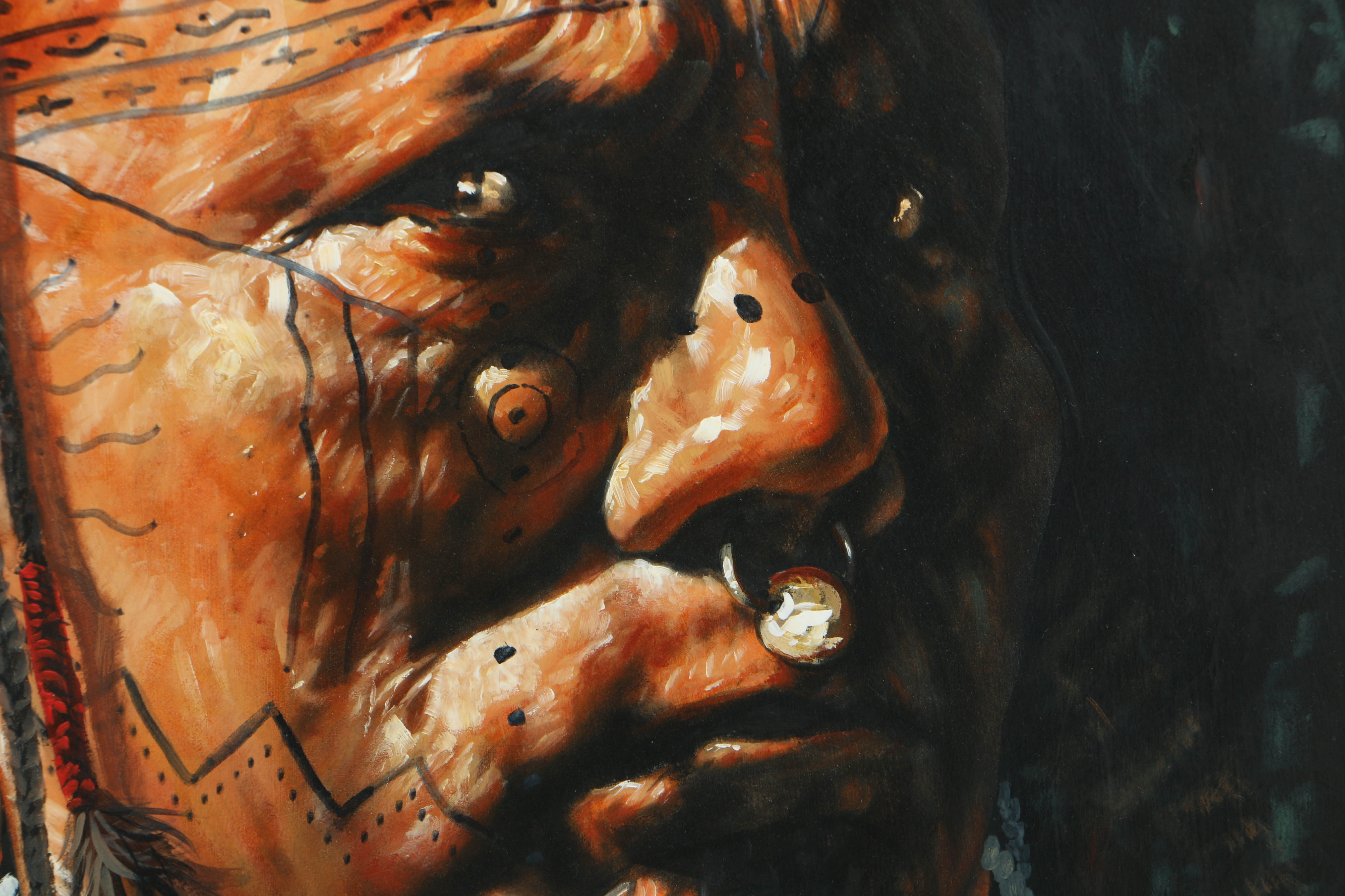 Talmadge Davis Oil Portrait on Board "Kituwa Man"