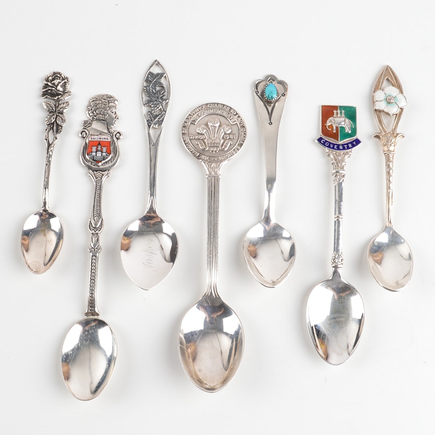 Seven Mixed Assay Silver Souvenir Spoons