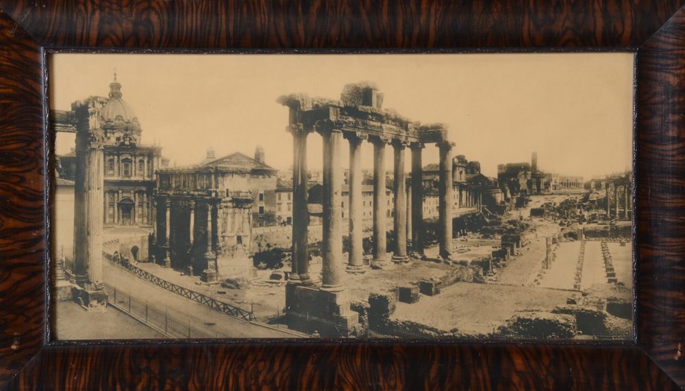 Circa 1885 Giacomo Brogi Panoramic Carbon Print "The Forum Temple Ruins, Rome"