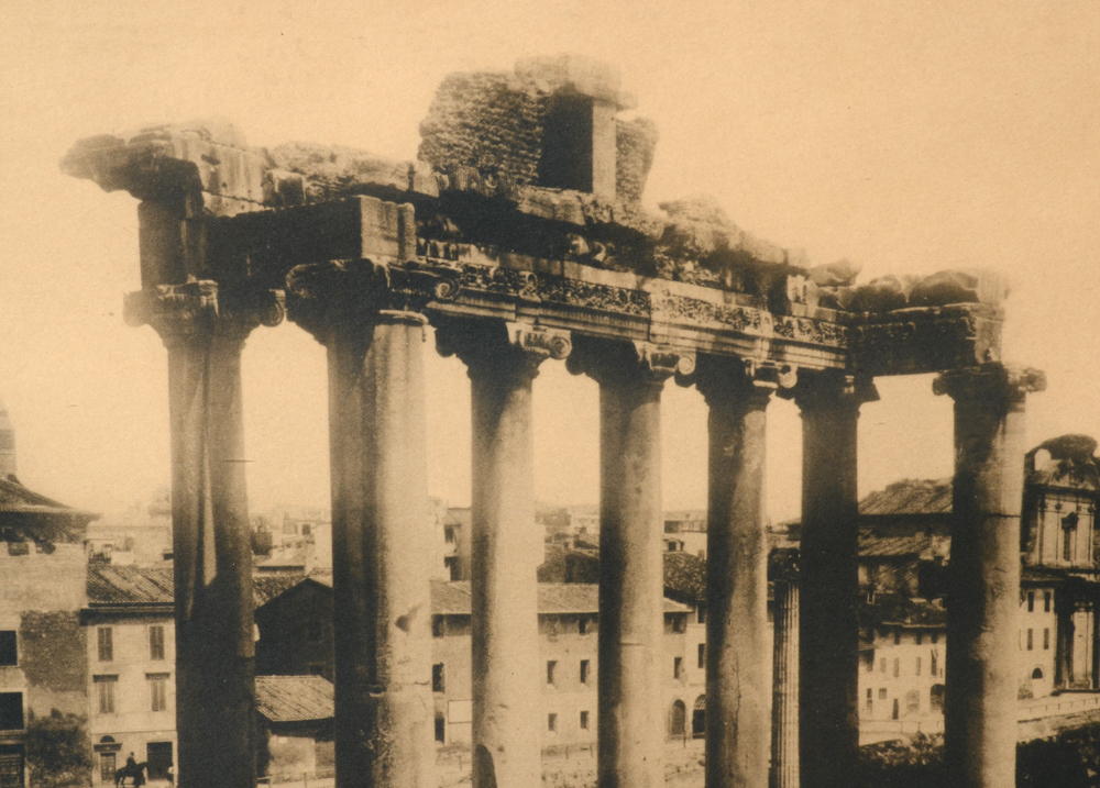 Circa 1885 Giacomo Brogi Panoramic Carbon Print "The Forum Temple Ruins, Rome"