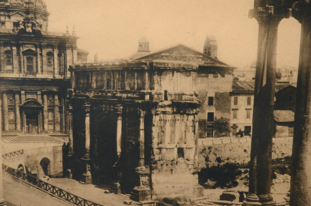Circa 1885 Giacomo Brogi Panoramic Carbon Print "The Forum Temple Ruins, Rome"