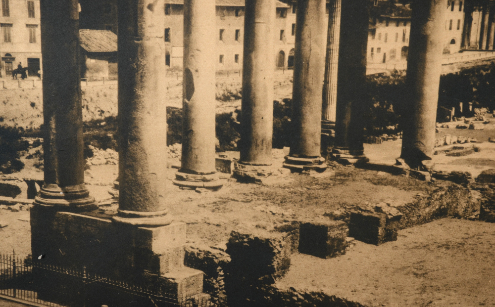 Circa 1885 Giacomo Brogi Panoramic Carbon Print "The Forum Temple Ruins, Rome"