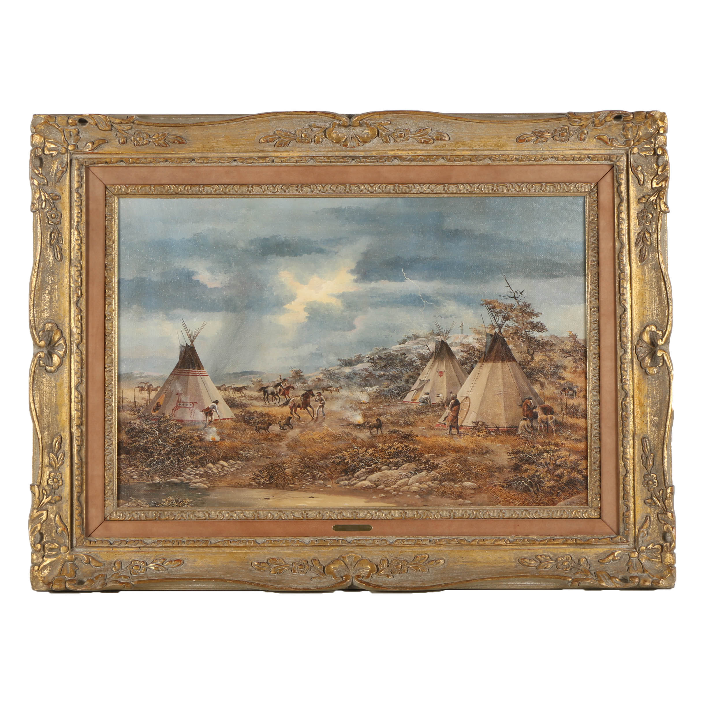 Gene Renner Mobley Oil Painting on Canvas "The Gathering Storm"