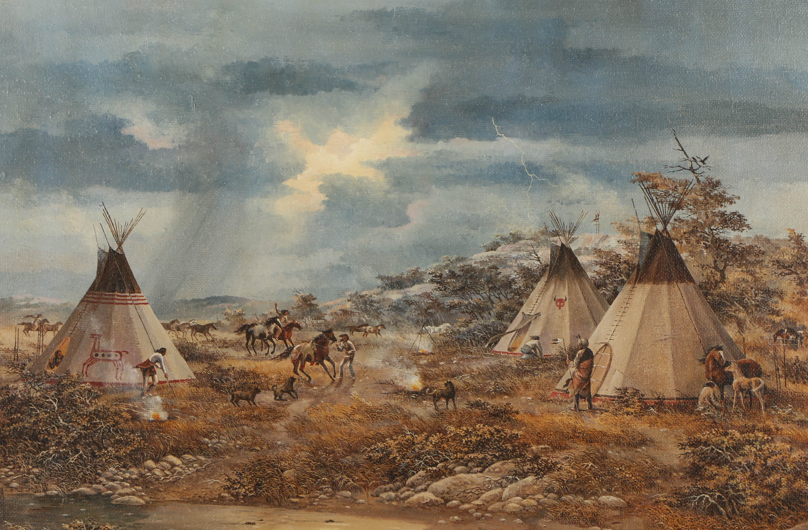 Gene Renner Mobley Oil Painting on Canvas "The Gathering Storm"