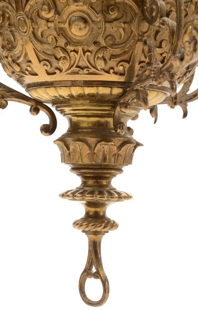 Antique Cast Brass Hanging Sanctuary Lamp