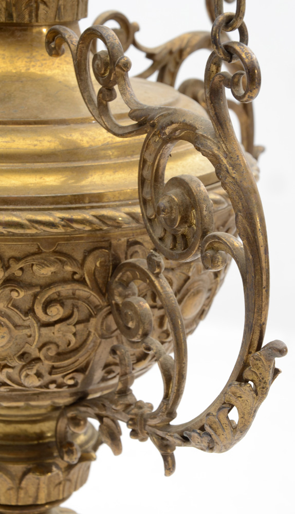 Antique Cast Brass Hanging Sanctuary Lamp