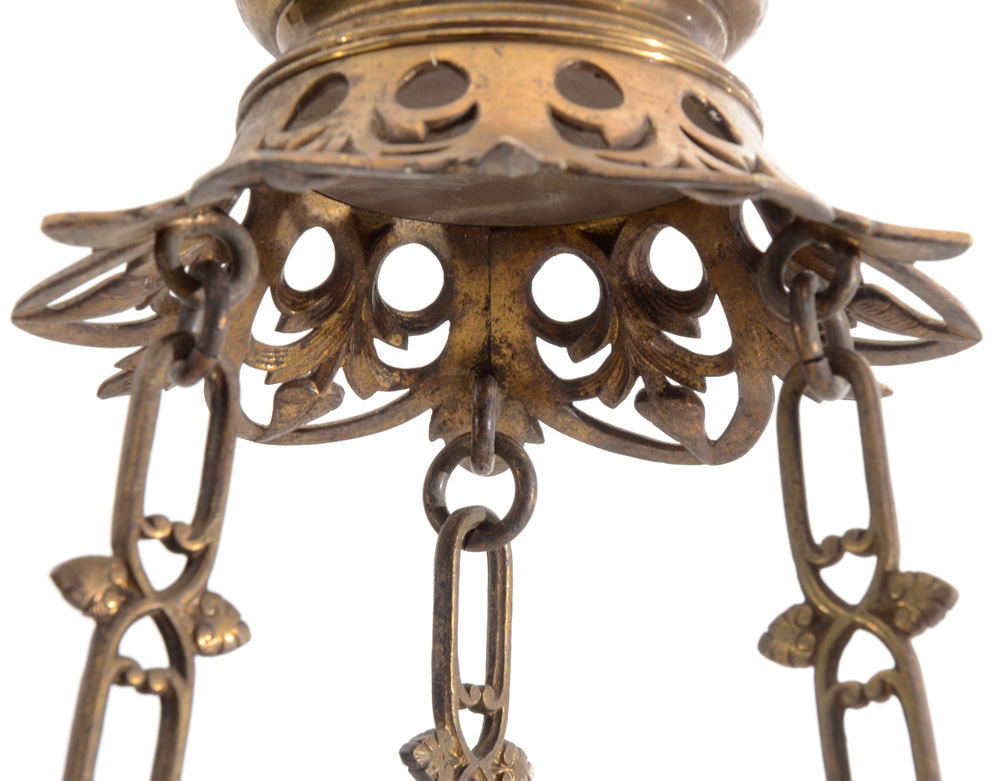 Antique Cast Brass Hanging Sanctuary Lamp