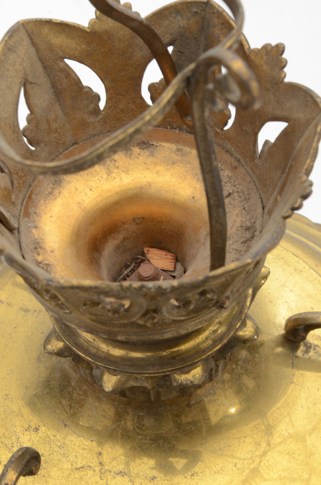 Antique Cast Brass Hanging Sanctuary Lamp