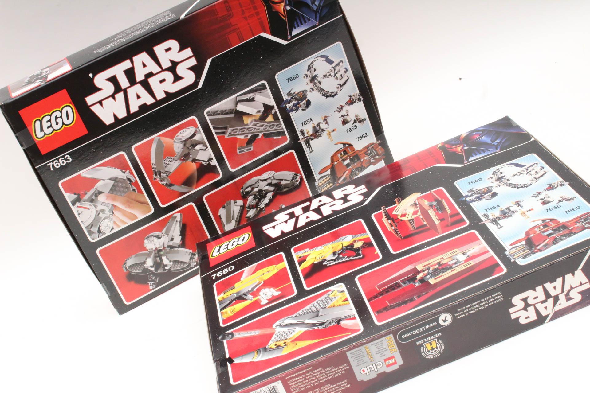 Lego "Star Wars" 7660 and 7663 "Naboo Star Fighter" and "Sith Infiltrator"
