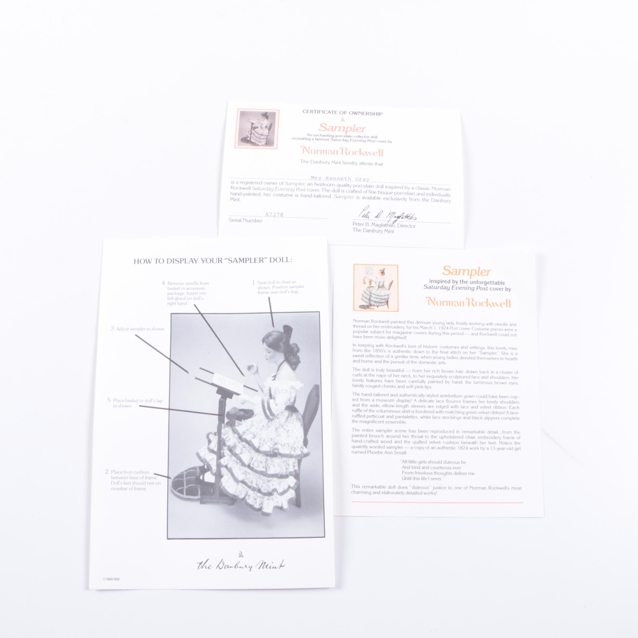 Danbury Mint "Sampler" Doll