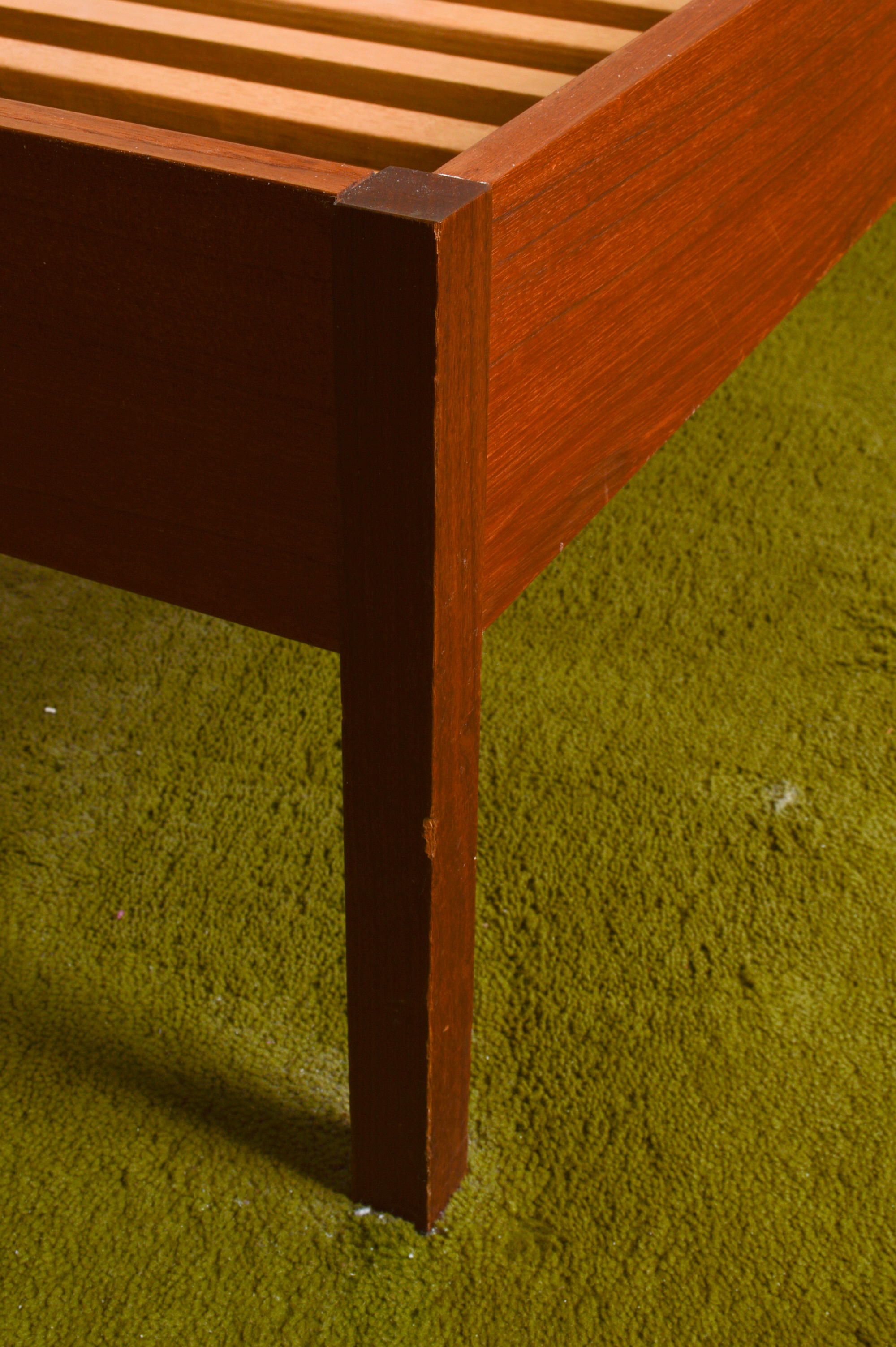 Danish Modern Queen Size Bed Frame With Floating Nightstands