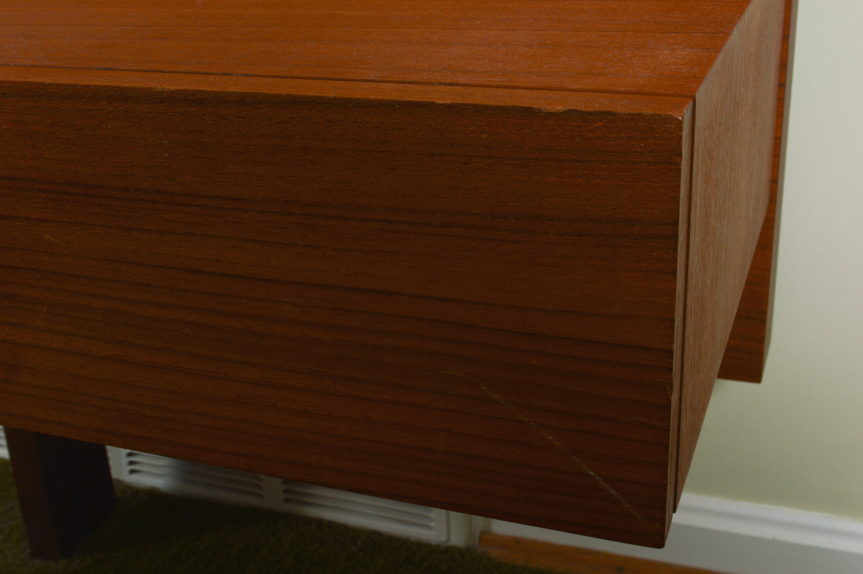 Danish Modern Queen Size Bed Frame With Floating Nightstands