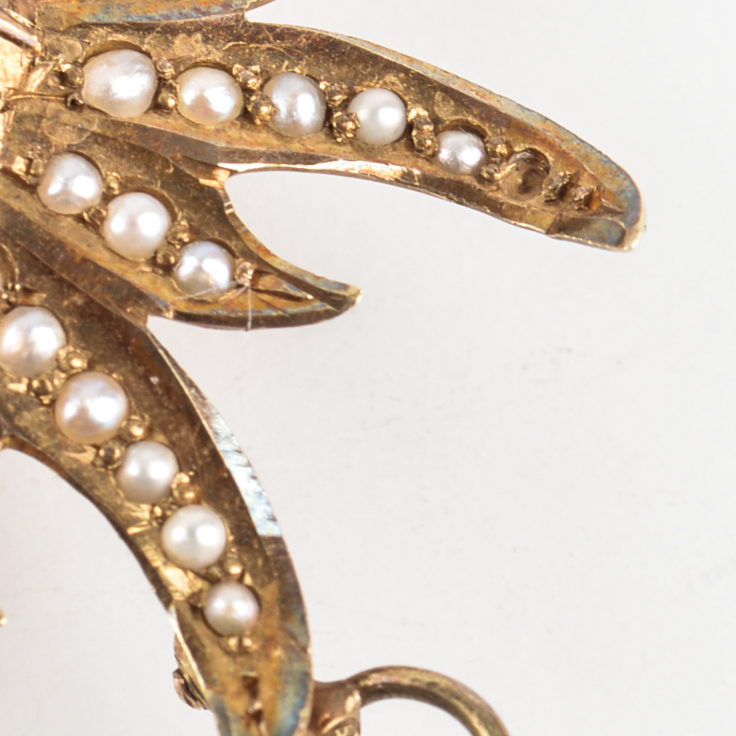 Vintage 14K Yellow Gold and Seed Pearl Brooch Pendant