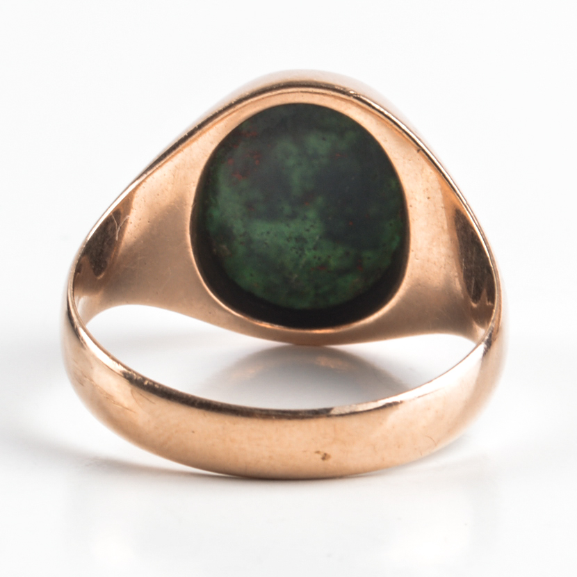 Vintage 10K Yellow Gold Bloodstone Signet Ring