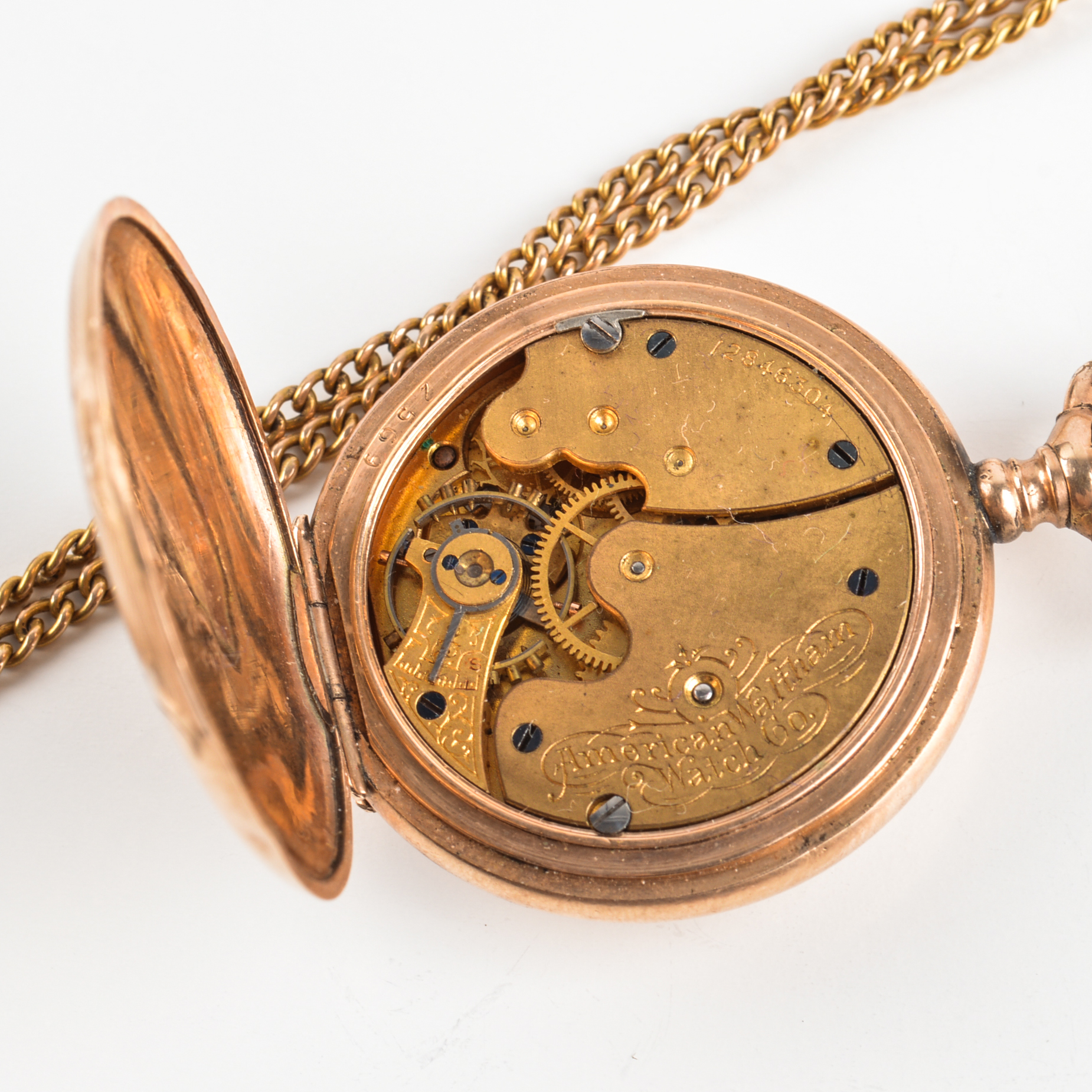 Antique Waltham Gold Filled Pocket Watch and 50" 14K Yellow Gold Chain