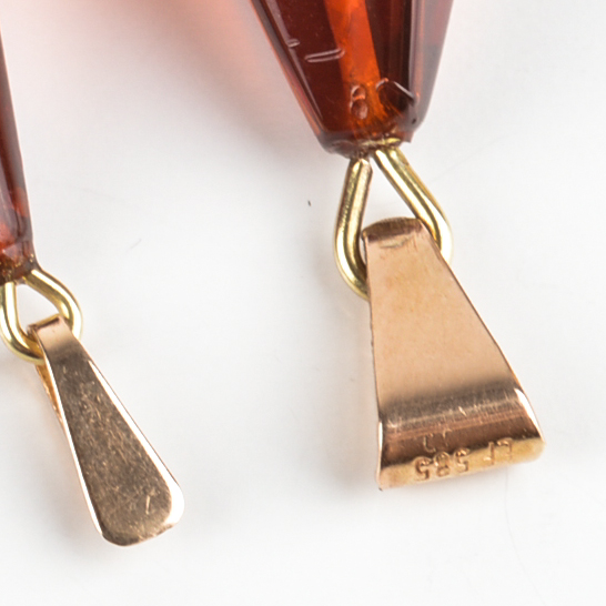 14K Yellow Gold and Amber Pendants