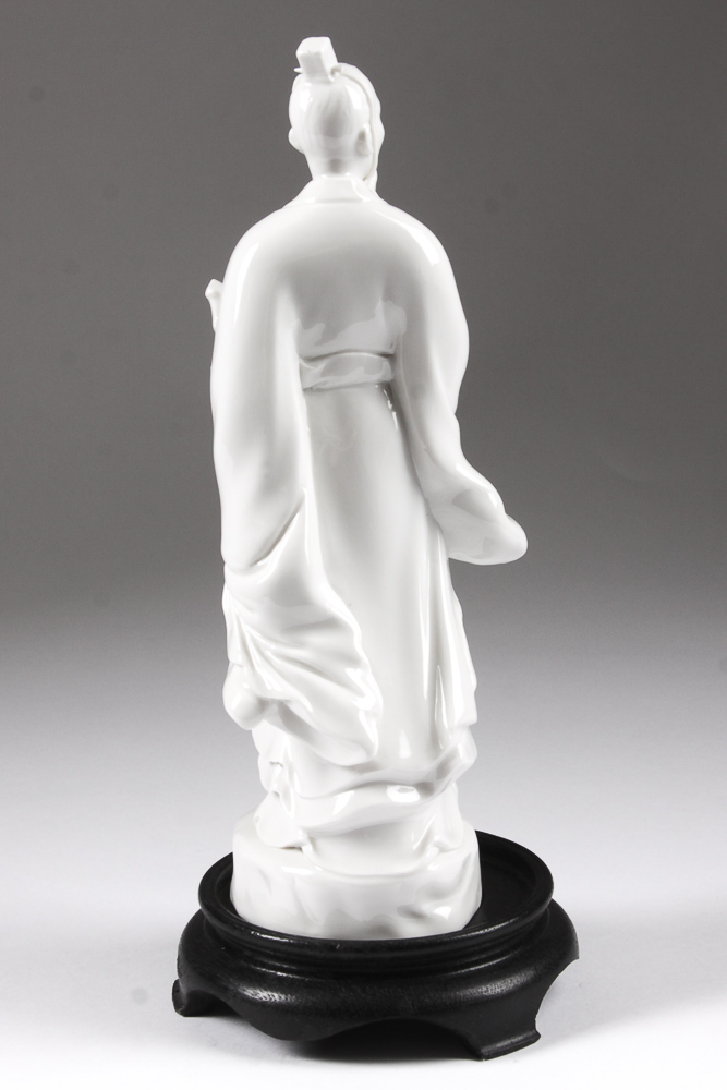 Blanc-de-Chine Porcelain Statue of a Man with Sword