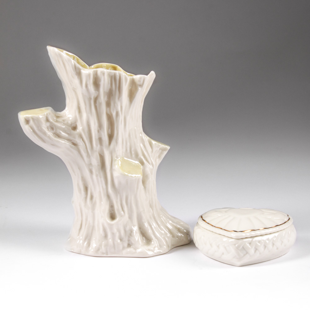 Belleek Vase and Trinket Box
