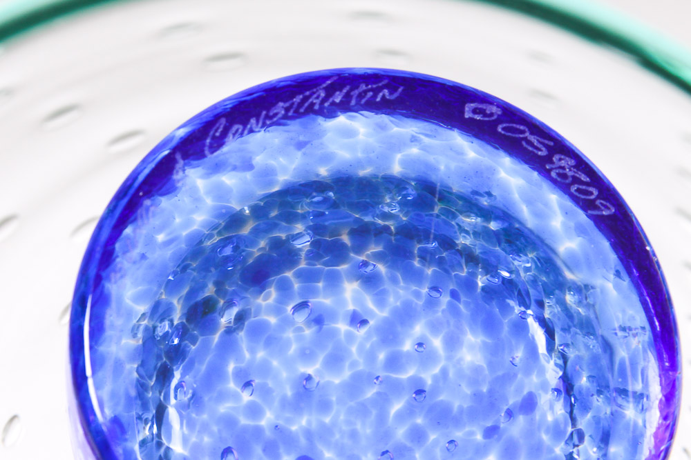 Young & Constantin Signed Hand-Blown Art Glass Bowl and Vase