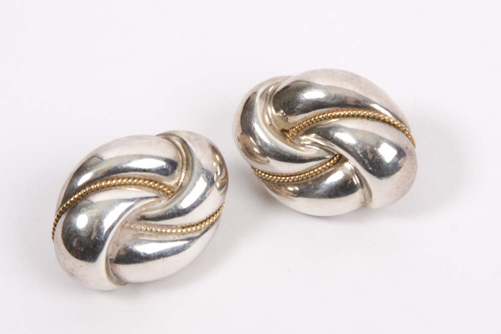 Turquoise Necklace and Sterling Silver and 14K Gold Earrings