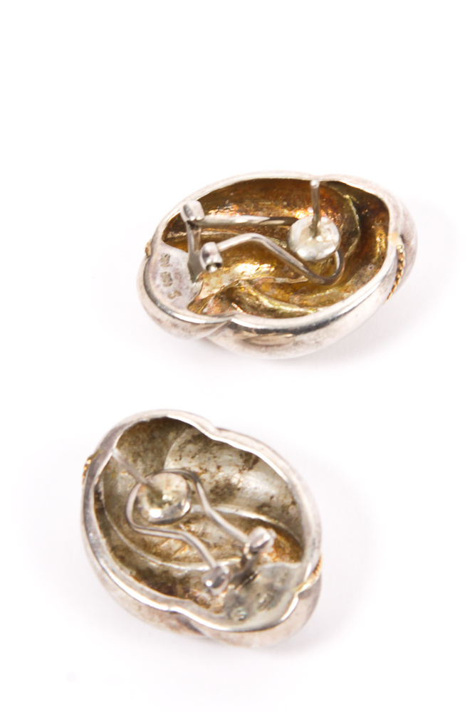 Turquoise Necklace and Sterling Silver and 14K Gold Earrings