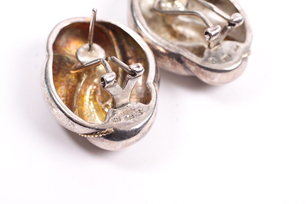 Turquoise Necklace and Sterling Silver and 14K Gold Earrings