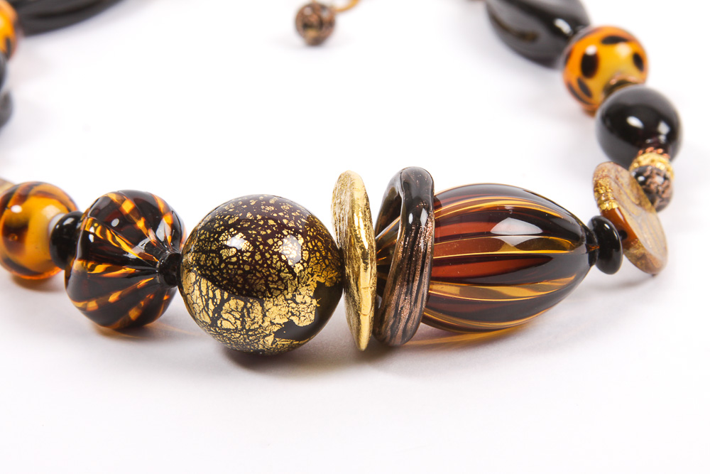 Gold Tone Necklaces with Venetian Glass Beads
