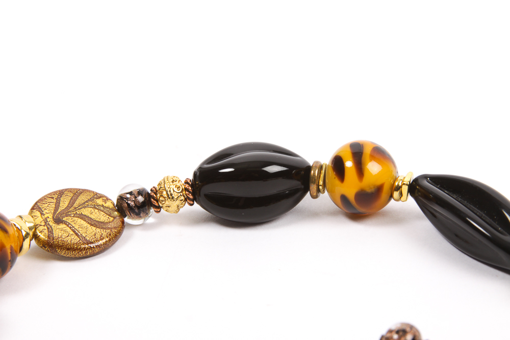 Gold Tone Necklaces with Venetian Glass Beads