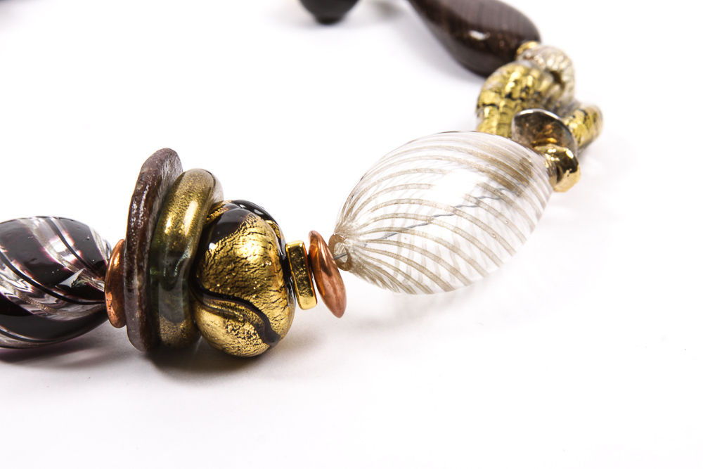 Gold Tone Necklaces with Venetian Glass Beads