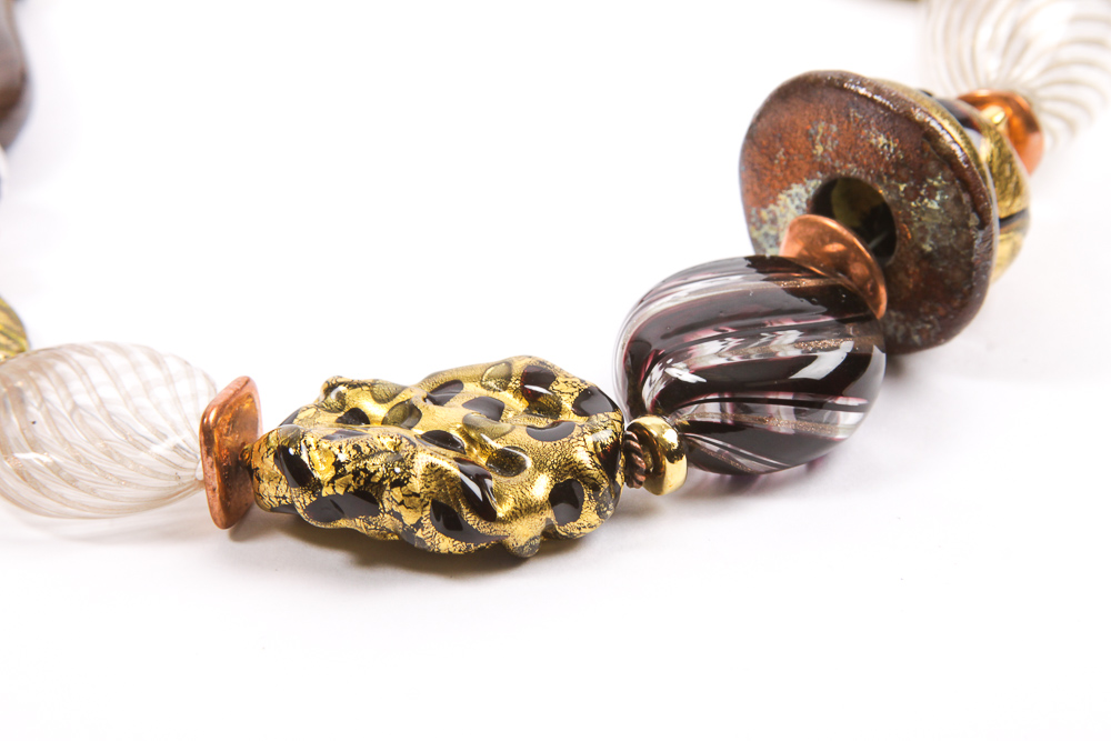 Gold Tone Necklaces with Venetian Glass Beads