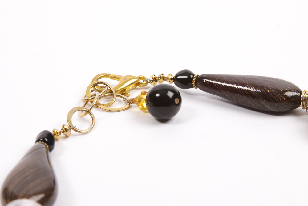 Gold Tone Necklaces with Venetian Glass Beads
