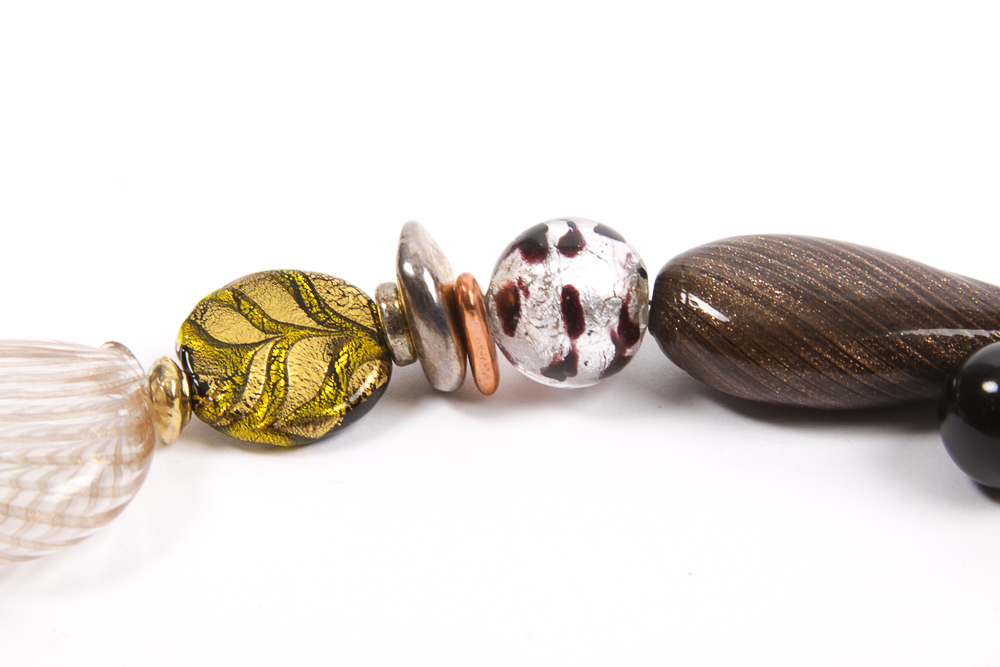 Gold Tone Necklaces with Venetian Glass Beads