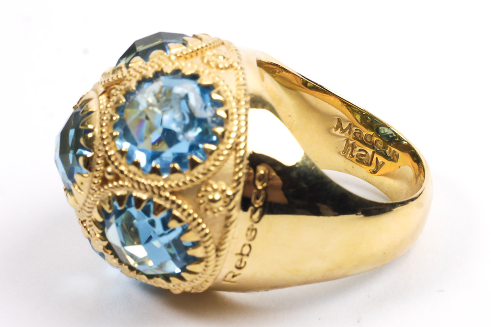 Rebecca Designer Costume Ring with Synthetic Gemstones