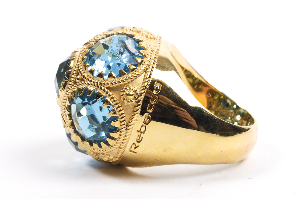 Rebecca Designer Costume Ring with Synthetic Gemstones