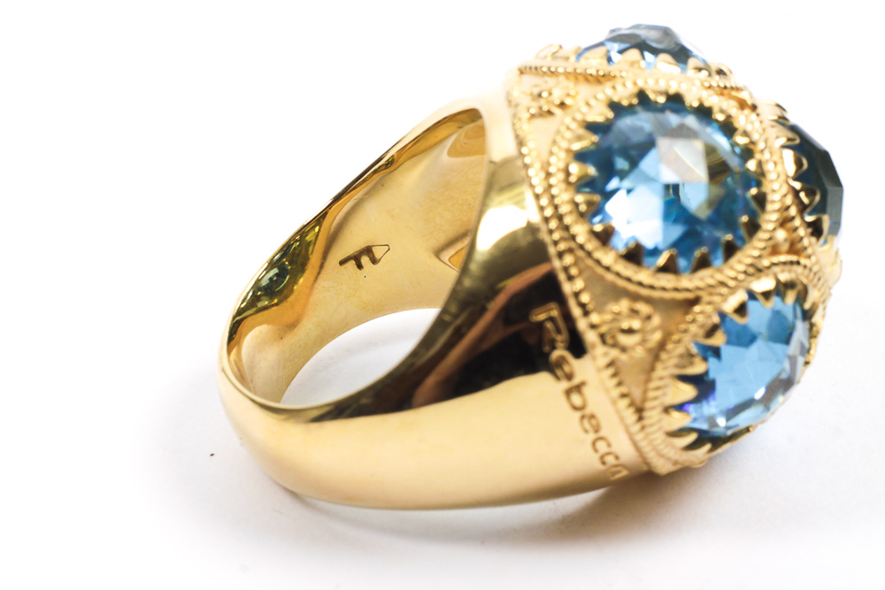 Rebecca Designer Costume Ring with Synthetic Gemstones