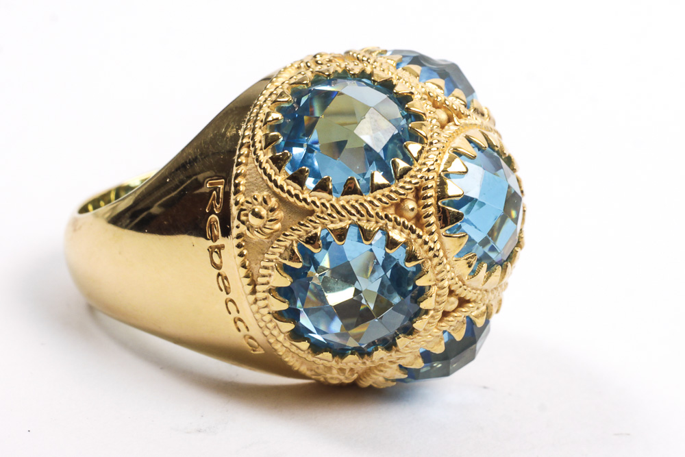 Rebecca Designer Costume Ring with Synthetic Gemstones