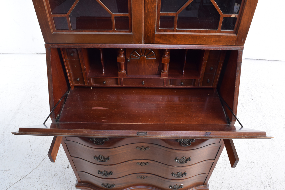 Vintage Mahogany Chippendale Style Secretary Desk