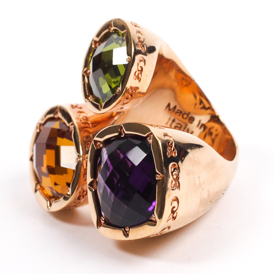 Rebecca Italian Designer Multi Stone Ring