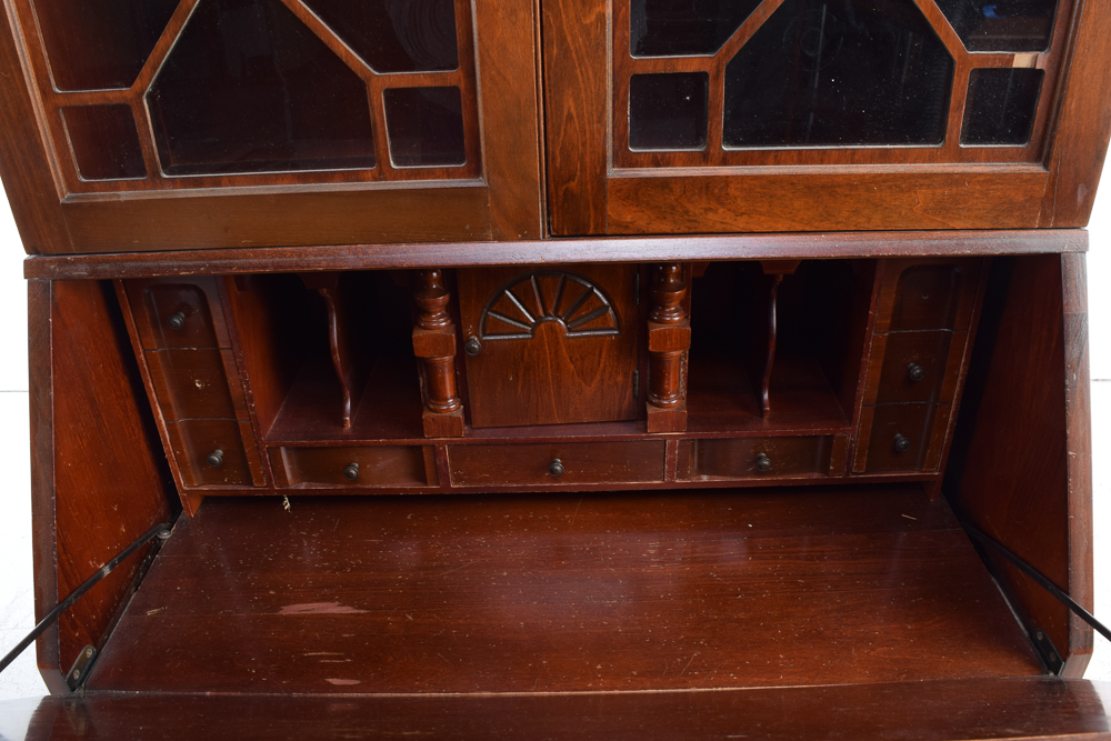 Vintage Mahogany Chippendale Style Secretary Desk