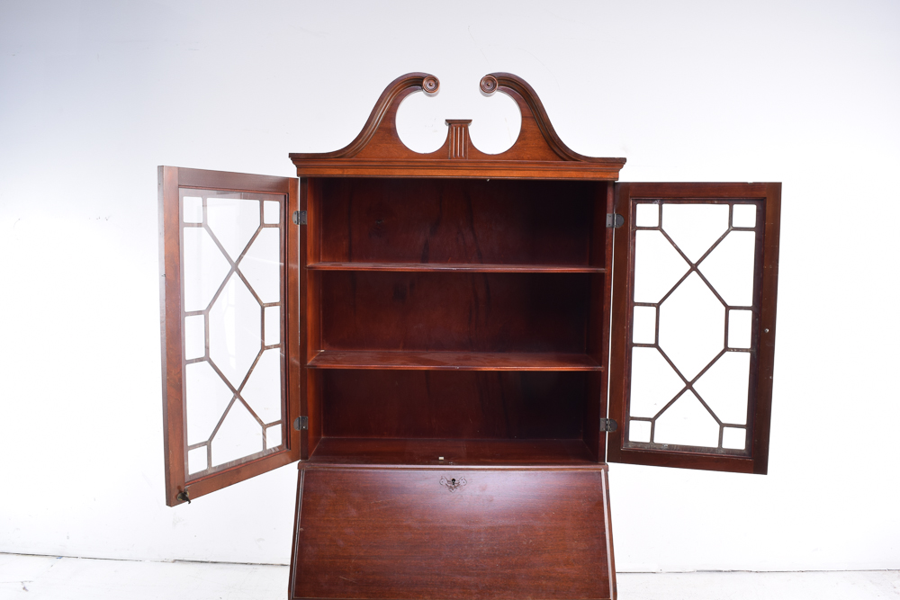 Vintage Mahogany Chippendale Style Secretary Desk